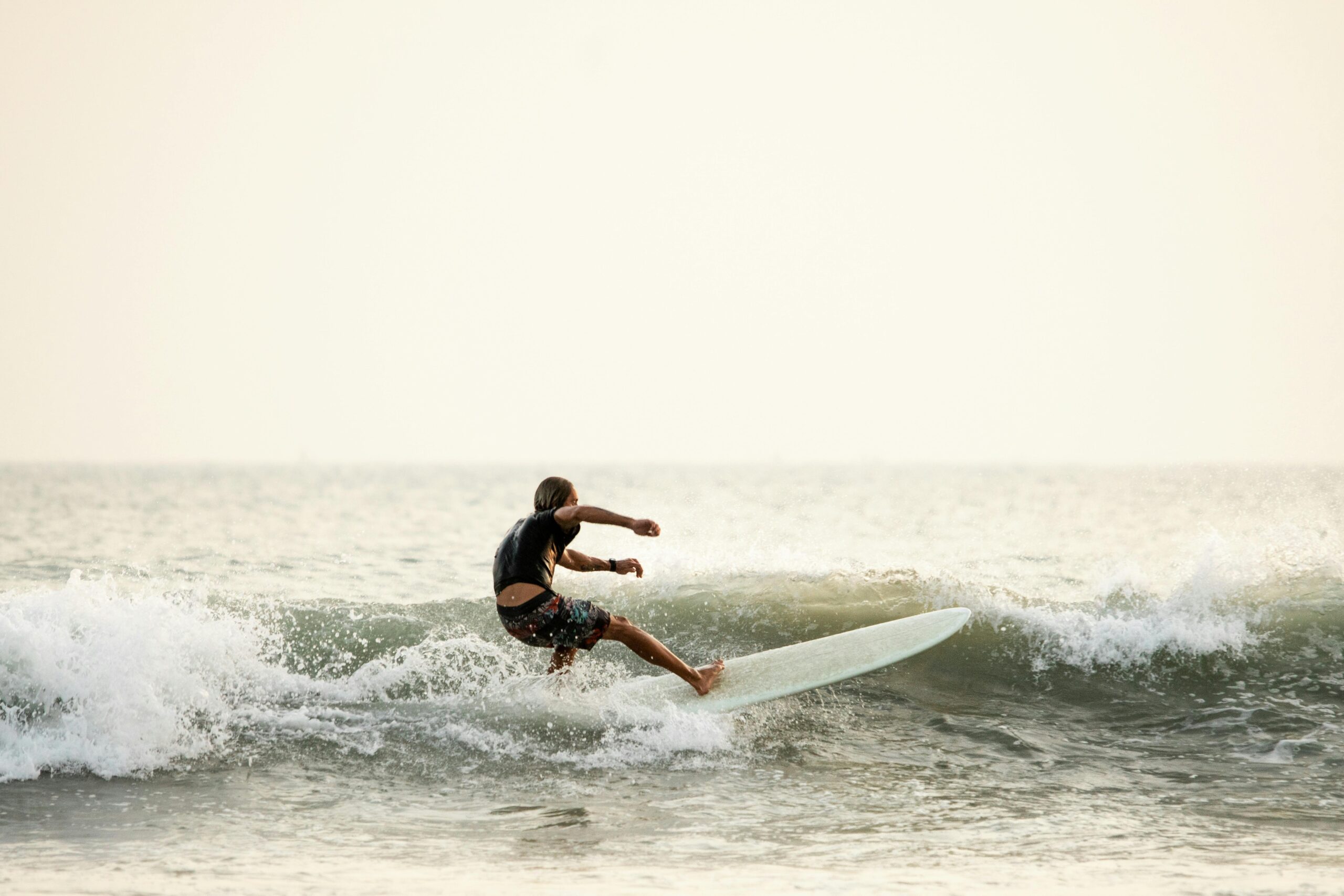 Surfing at Sri Lankan beach